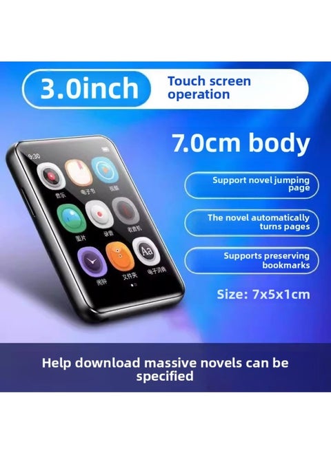 MP4 Novel Mp5 E-book Reader Bluetooth MP3 Walkman Student Version Senior High School Mp6p7-Body Color:3.0inch Touch Screen Version [bluetooth 6.0/long Battery Life Model]-Memory Capacity:16g [more Than 1,200 Types Of Novels + Songs + Movies Have Been Placed] - Standard + High-quality Charger + Wireless Bluetooth Headsets