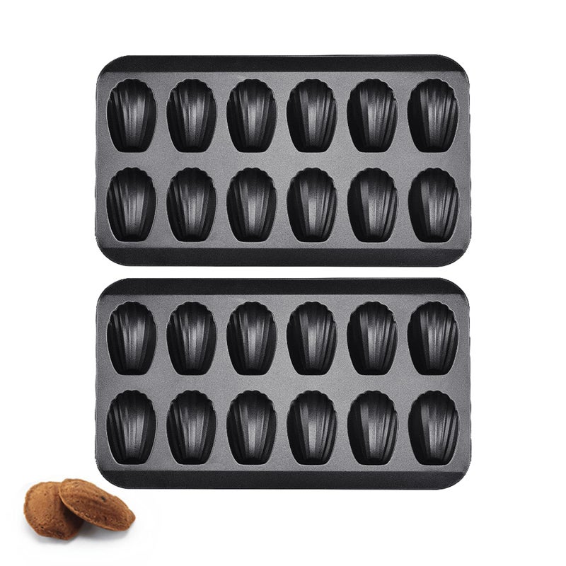 TYUI Madeleine Pan12cup Heavy Duty Shell Shape Baking Cake Mold PanNonstick Tea Cake Pan for Oven BakingDurable Baking Pans for Perfectly Shaped Cakes2Pack