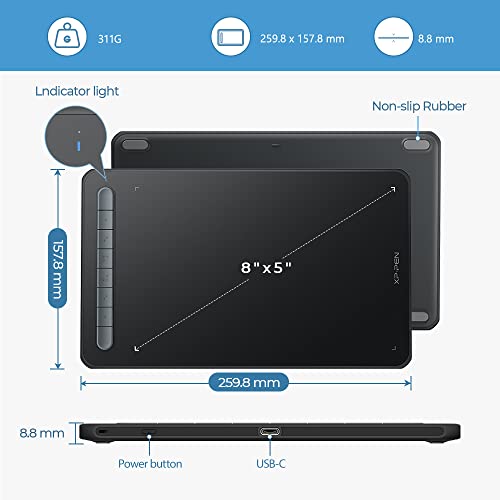 XP-PEN XPPen Deco MW Drawing Tablet with X3 Chip Stylus, Bluetooth v5.0 chip, 8 Shortcut Keys, 8192 Levels of Pressure Sensitivity, X3 Elite Stylus and Fully-Laminated Display- Black - Image 2