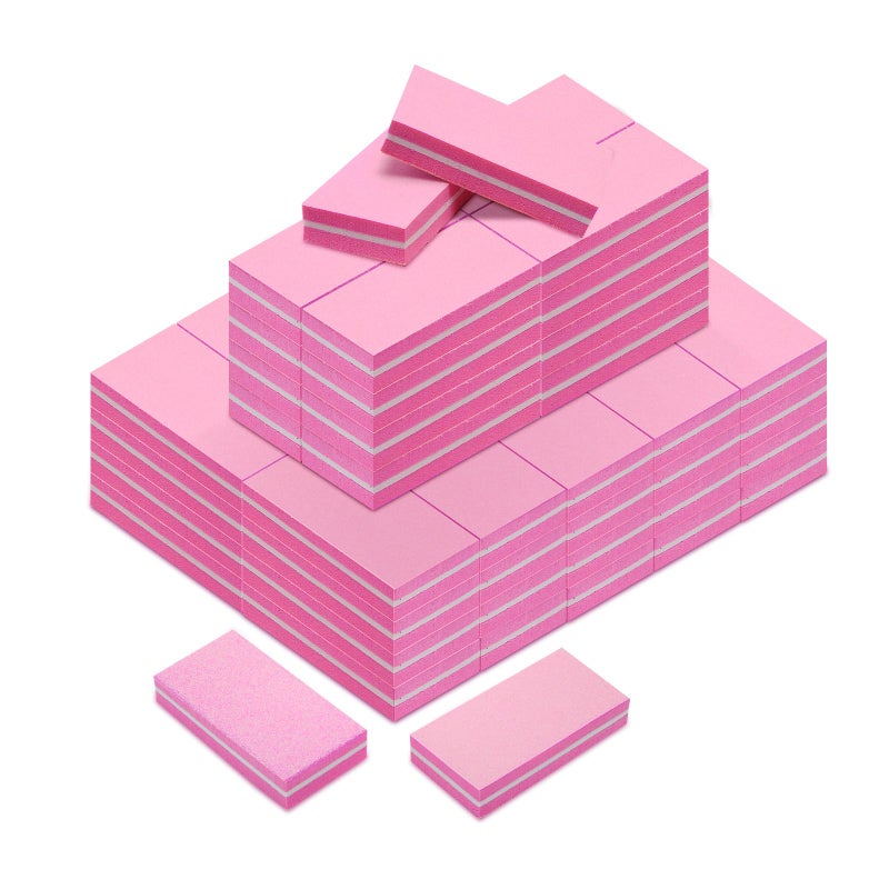 Diesisa Buffer Block Nail File, 100/180 Grit Sponge Nail Buffers for Acrylic Nails, Nails Buffer, Mini Buffing Block Double Sided for Manicure Tools 60 Count - Pink - Image 1