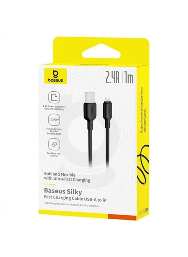 بيسوس Cable Baseus Silky Series Fast Charging Lightning 2.4A (1m) black black - Image 5