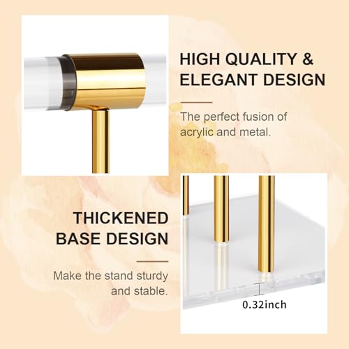 Jolboldy 3-Tier Necklace Holder Bracelet Holder, Gold Acrylic Jewelry Display Stand Crystal T Bar Jewelry Organizer Gift for Women - Image 5