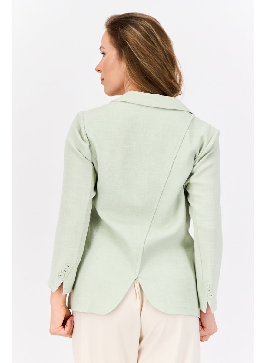 STEVE MADDEN - Women Regular Fit Textured Semi-Formal Blazers, Pista Green - Image 1