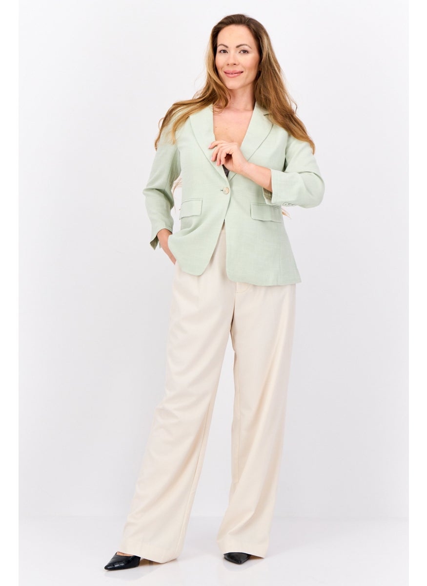 STEVE MADDEN - Women Regular Fit Textured Semi-Formal Blazers, Pista Green - Image 1