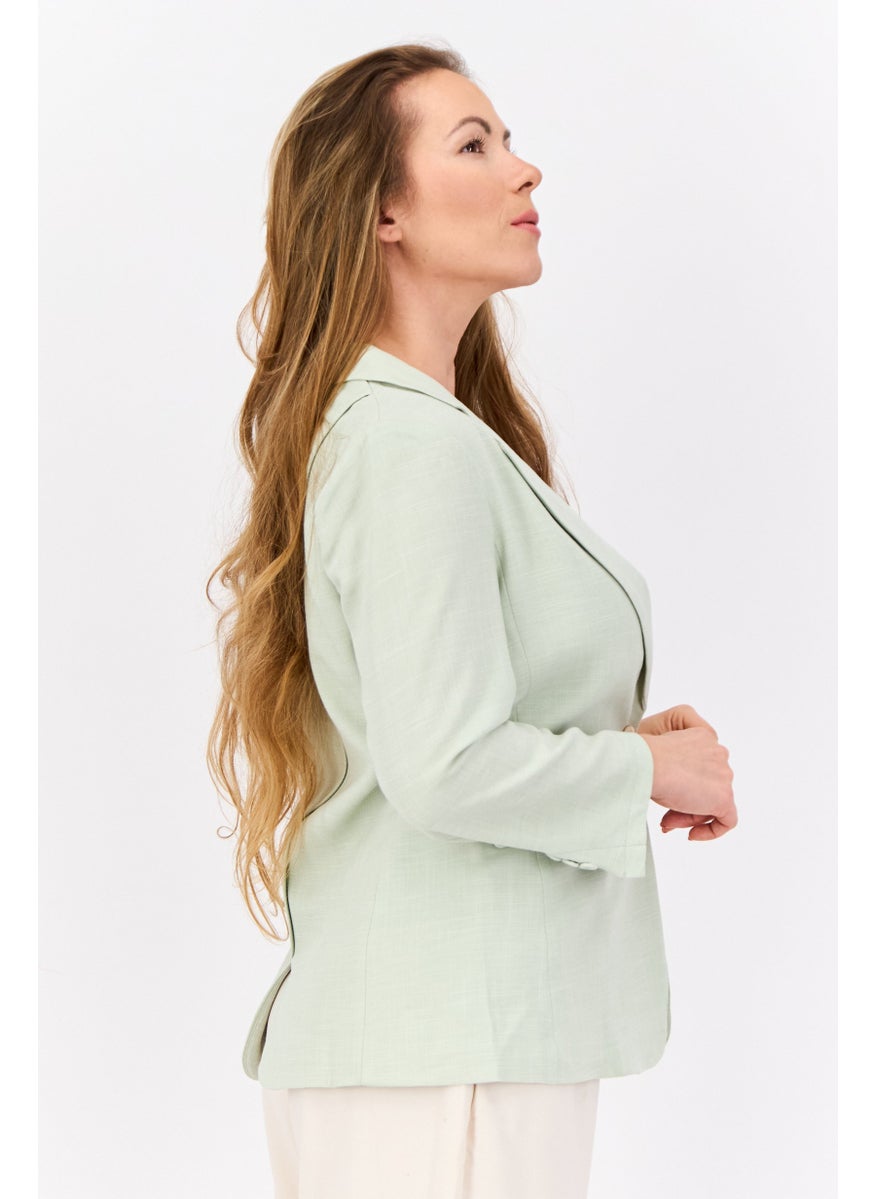 STEVE MADDEN - Women Regular Fit Textured Semi-Formal Blazers, Pista Green - Image 1