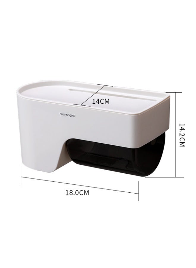 Wall Mounted Bathroom Toilet Paper Holder with Storage Rack – No-Drill Plastic Tissue Box Organizer - Image 5