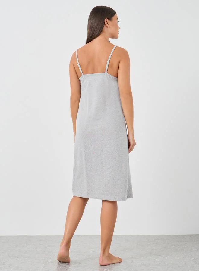 ستايلي Styli Pack of 2 - Solid and Star Print Pintuck Detail Slip Dress