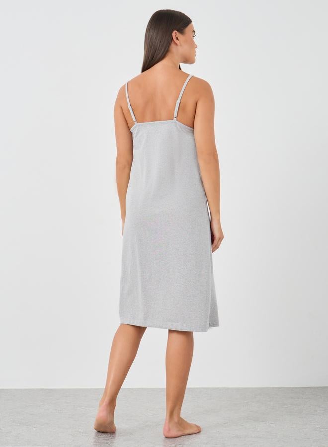 Styli Pack of 2 - Solid and Star Print Pintuck Detail Slip Dress - Image 5