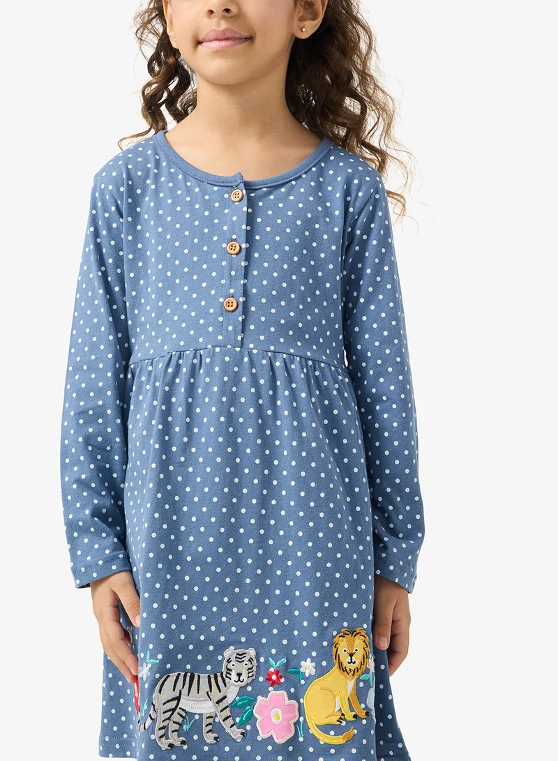 Pinata  Zoo Print Long Sleeve Dress for Women | Best Price UAE