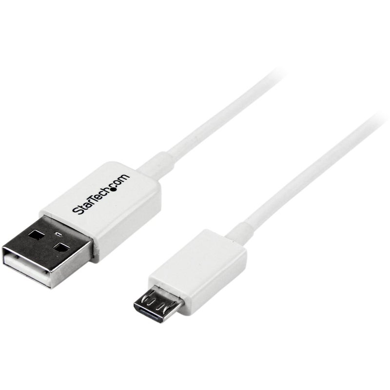 StarTech.com 0.5m White Micro USB Cable Cord - A to Micro B - Micro USB Charging Data Cable - USB 2.0 - 1x USB A Male, 1x USB Micro B Male (USBPAUB50CMW) - Image 1