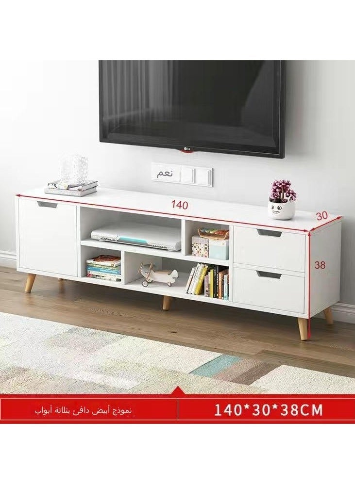 TV Stand，TV Cabinet for 55~70 Inch TV，Modern Upgraded Minimalist Design，Drawers Storage Rack，Home Floor Cabinet，Small Apartment Bedroom Nordic Table，15mm Thick Wood Furniture，140x30x38 cm（White，DQ123） - Image 3