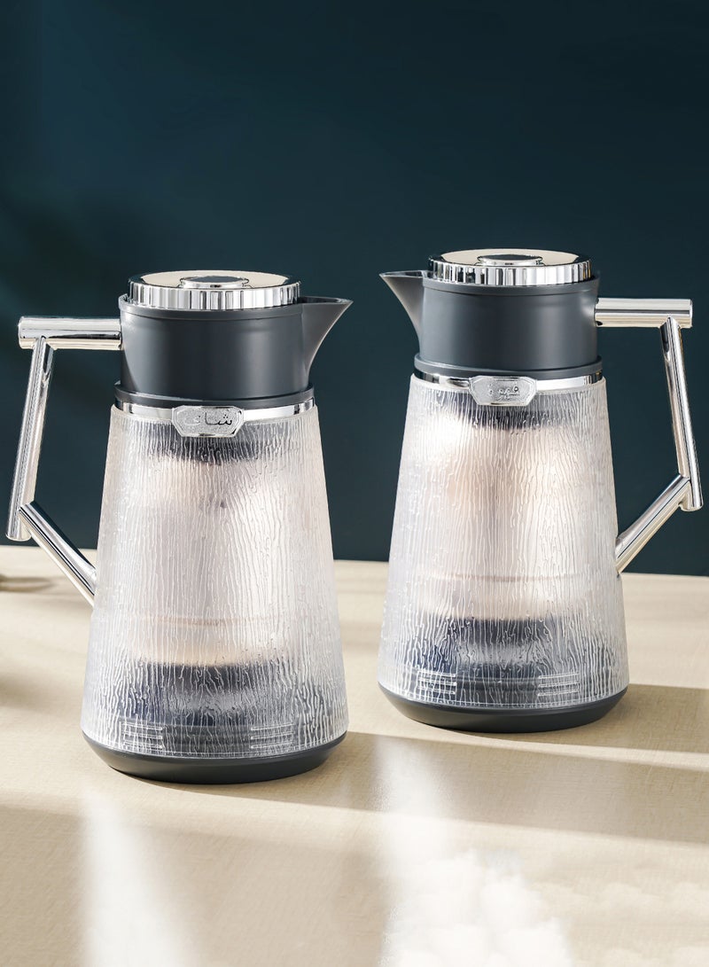 Royal Camel Royal Camel Blizzard Two-Piece Thermos Set 1L+1L Clear Silver/Dark Grey