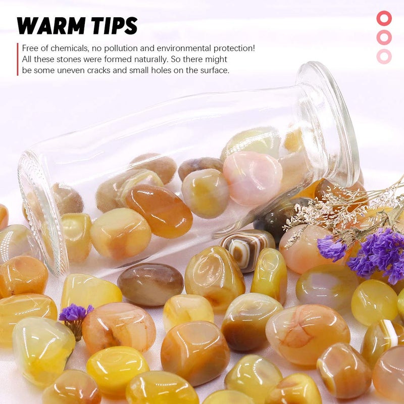 Hilitchi Yellow Agate Stone Tumbled Stones for Plants Cacti & Succulents Bedding, Vase Filler, Landscape Bottom Decoration (About 1lb(455g)/Bag) - Image 5