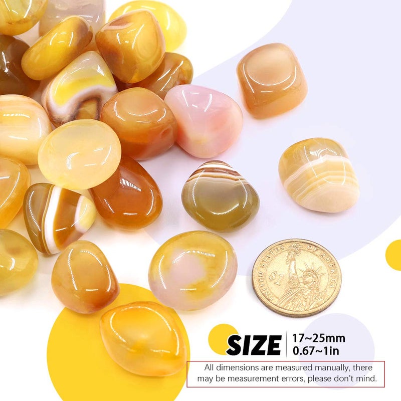 Hilitchi Yellow Agate Stone Tumbled Stones for Plants Cacti & Succulents Bedding, Vase Filler, Landscape Bottom Decoration (About 1lb(455g)/Bag) - Image 2