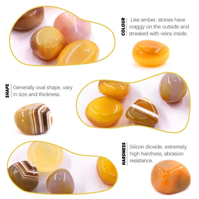 Hilitchi Yellow Agate Stone Tumbled Stones for Plants Cacti & Succulents Bedding, Vase Filler, Landscape Bottom Decoration (About 1lb(455g)/Bag) - Image 4