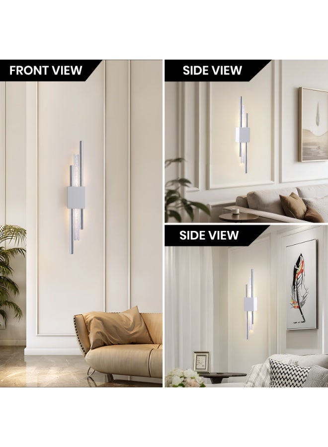 YATAI LIGHTING YATAI Modern LED Wall Light 10W, 50cm White & Silver Wall Lamp with 3-Color Dimming (3000K-6000K), Acrylic Shade & Metal Base, Adjustable Brightness for Bedroom, Dining Room, Hallway, Mirror Side - Image 5