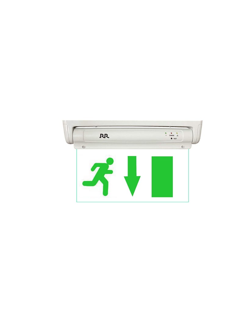 RR RR Exit Green Sign in Clear Light Board 230V with Battery Backup (Exit Down)  - Image 2