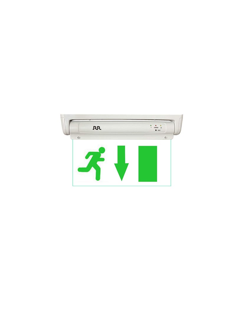 RR RR Exit Green Sign in Clear Light Board 230V with Battery Backup (Exit Down)  - Image 3