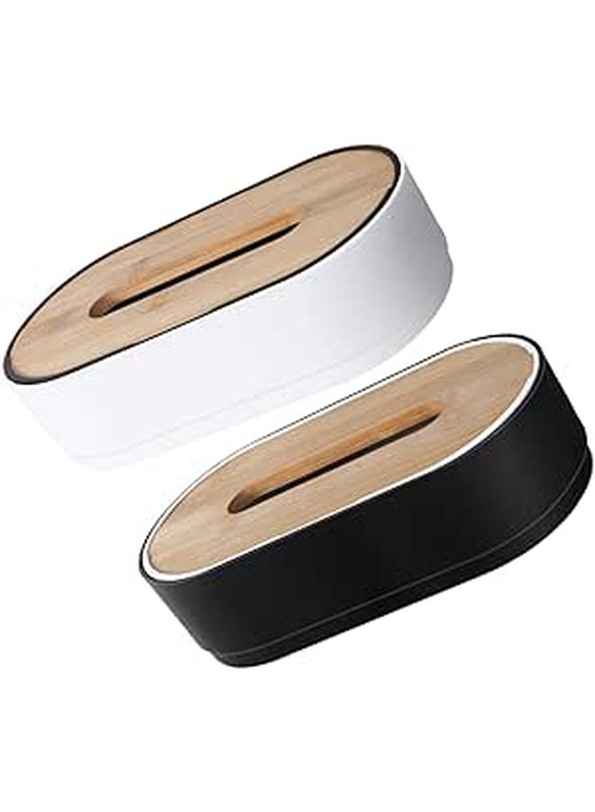 Retro 2 Piece Tissue Box Set Elegant Easy Clean Napkin Dispenser Home Office - Image 1