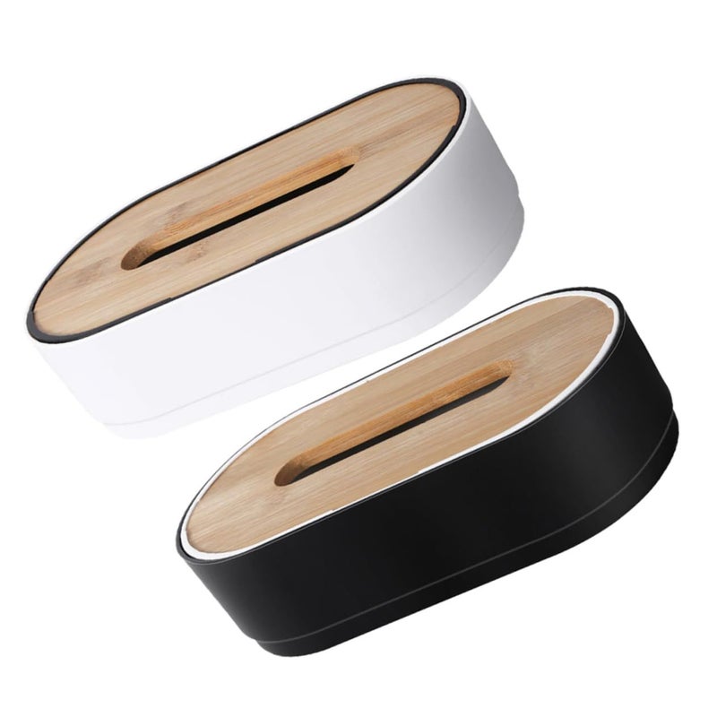 Retro 2 Piece Tissue Box Set Elegant Easy Clean Napkin Dispenser Home Office - Image 2