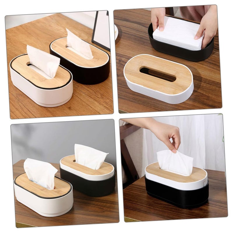 Retro 2 Piece Tissue Box Set Elegant Easy Clean Napkin Dispenser Home Office - Image 3