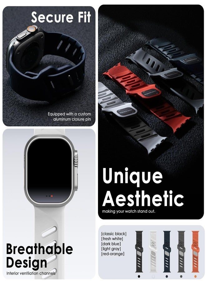 Aulumu A02 Sports Watch Band | Fluoroelastomer | for Apple Watch 42/44/45/46/49 mm | Fashions Waterproof Watch Strap - Dark Blue - Image 3