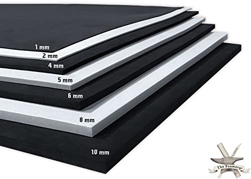 EVA Foam Cosplay 2mm to 10mm Black or White 14 x 39 Sheet Ultra High Density 85 kgm3 by The Foamory Black 2mm Thickness