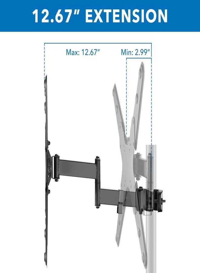 Mount-It! TV Pole Mount, Full Motion Bracket for TVs up to 55 Inches, VESA 200, 300, 400 Compatible, Articulating Arm with Clamp Mounting Base for Indoor and Outdoor Use - Image 3