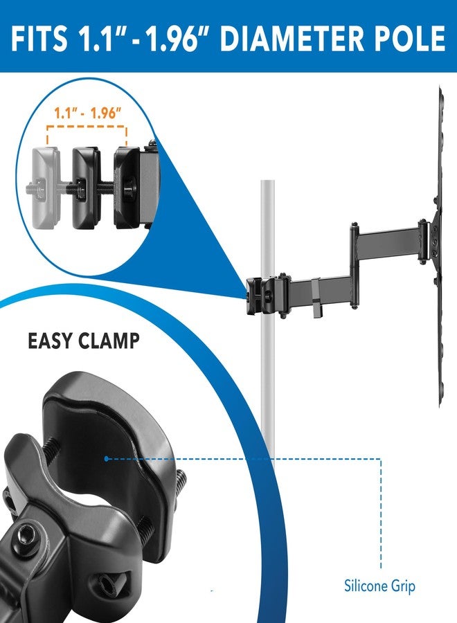 Mount-It! TV Pole Mount, Full Motion Bracket for TVs up to 55 Inches, VESA 200, 300, 400 Compatible, Articulating Arm with Clamp Mounting Base for Indoor and Outdoor Use - Image 2