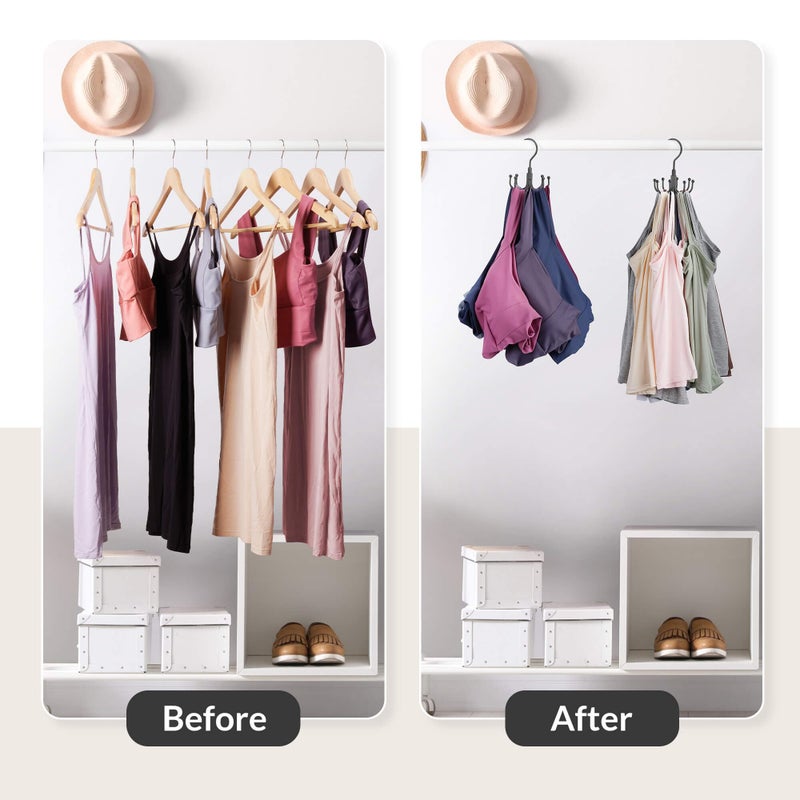 ZEDODIER Tank Top Hanger, Rotatable Bra Organzier for Closet, Max 24 Storage Capacity Sport Bras Holder, Metal Space Saving Closet Organizers and Storage, Black - Image 2