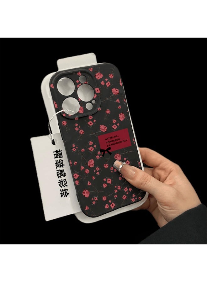 NIBEMINENT Tag English Rose Protective TPU Case Cover For iPhone 14 Pro Max, Black