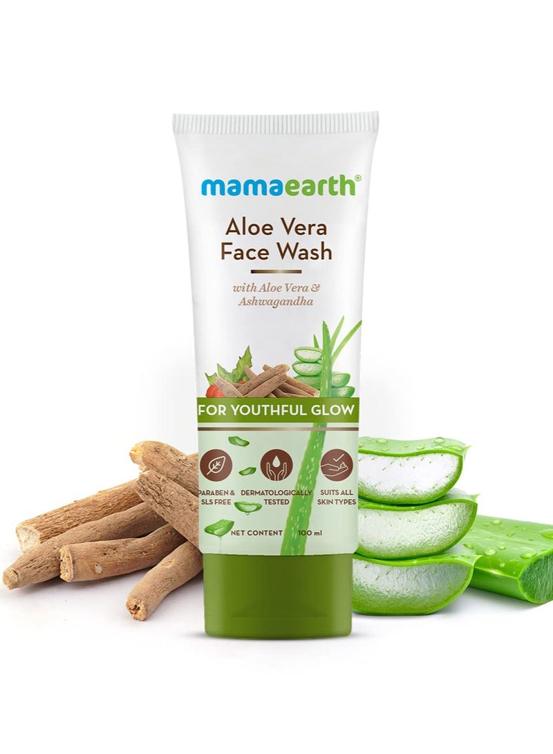 Mama Earth Aloe Vera Face Wash with Aloe Vera & Ashwagandha for a Youthful Glow - 100 ml - Image 2