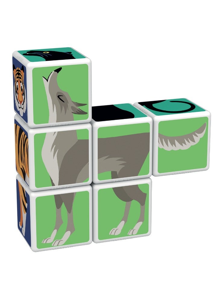 Geomag Magicube Jungle Animals with Magnetic Cubes and Cards 9pcs Magnet Toys Building Constructions for Children STEM Creativity Imagination, Recreational Conventional Educational Made in Switzerland - Image 2
