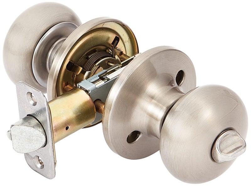 Master Lock Keyed Entry Door Lock, Biscuit Style Knob, Satin Nickel, BCO0115 - Image 1