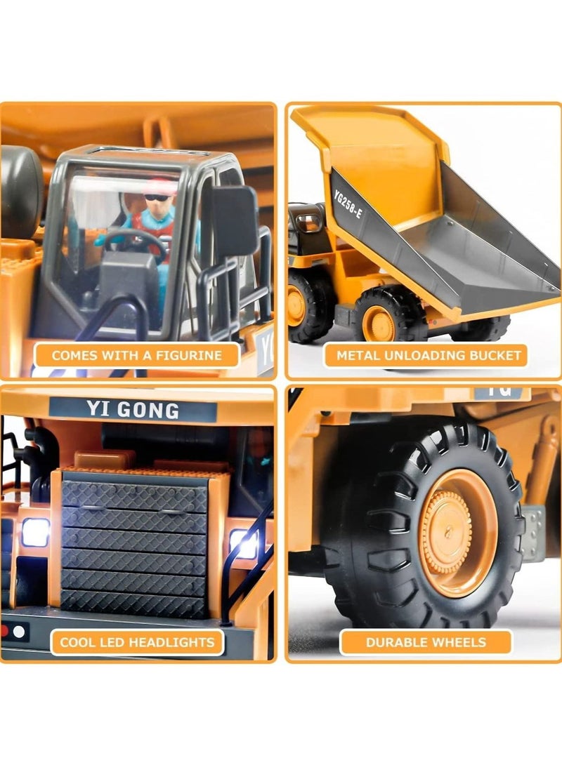 Beauenty Remote Control Dump Truck Toy for Kids, RC Construction Toys Vehicle with Metal Bed and Light/Music, Ideas for Boys Girls Age 4 5 6 7 8 9 10+ Year Old and up - Image 2