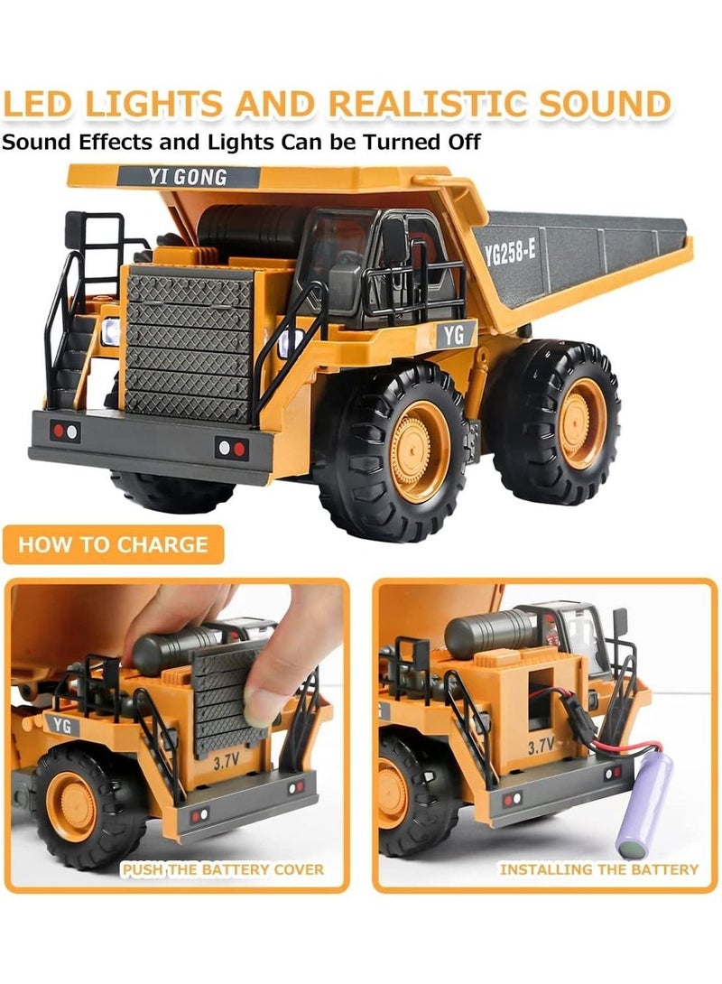 Beauenty Remote Control Dump Truck Toy for Kids, RC Construction Toys Vehicle with Metal Bed and Light/Music, Ideas for Boys Girls Age 4 5 6 7 8 9 10+ Year Old and up - Image 5