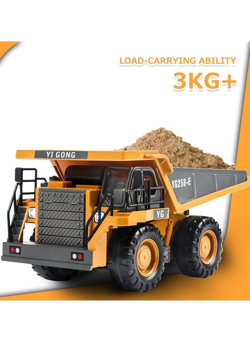 Beauenty Remote Control Dump Truck Toy for Kids, RC Construction Toys Vehicle with Metal Bed and Light/Music, Ideas for Boys Girls Age 4 5 6 7 8 9 10+ Year Old and up - Image 4