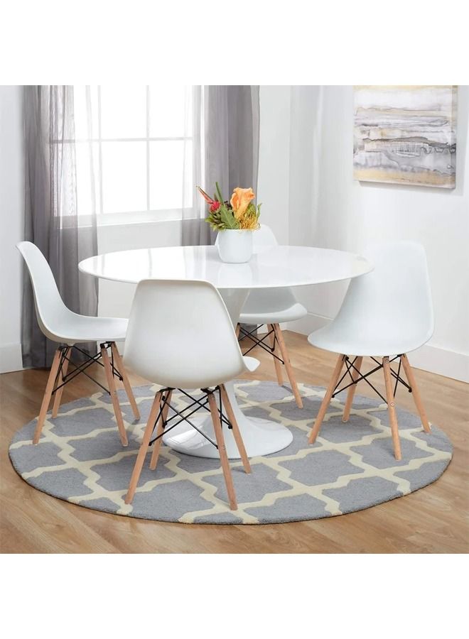 Taimi 4-Piece Office, Dining, Kitchen and Living Room Plastic Chair with Wooden Legs White 70x40x40cm  - Image 3