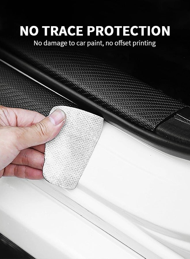 GROIC 5PCS Car Carbon Fiber Door Sill Protector Rear Bumper Protector Guard, Universal Black Rubber Scratch Resistant Umbrella Pattern, Door Sill Protector Accessories Trim Cover for SUV/Car - Image 4