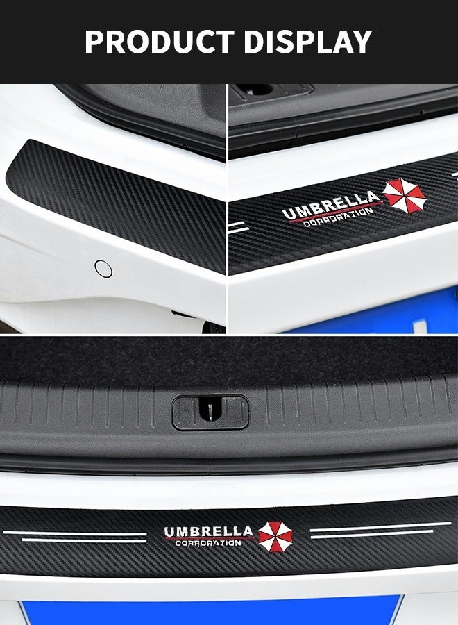 GROIC 5PCS Car Carbon Fiber Door Sill Protector Rear Bumper Protector Guard, Universal Black Rubber Scratch Resistant Umbrella Pattern, Door Sill Protector Accessories Trim Cover for SUV/Car - Image 5