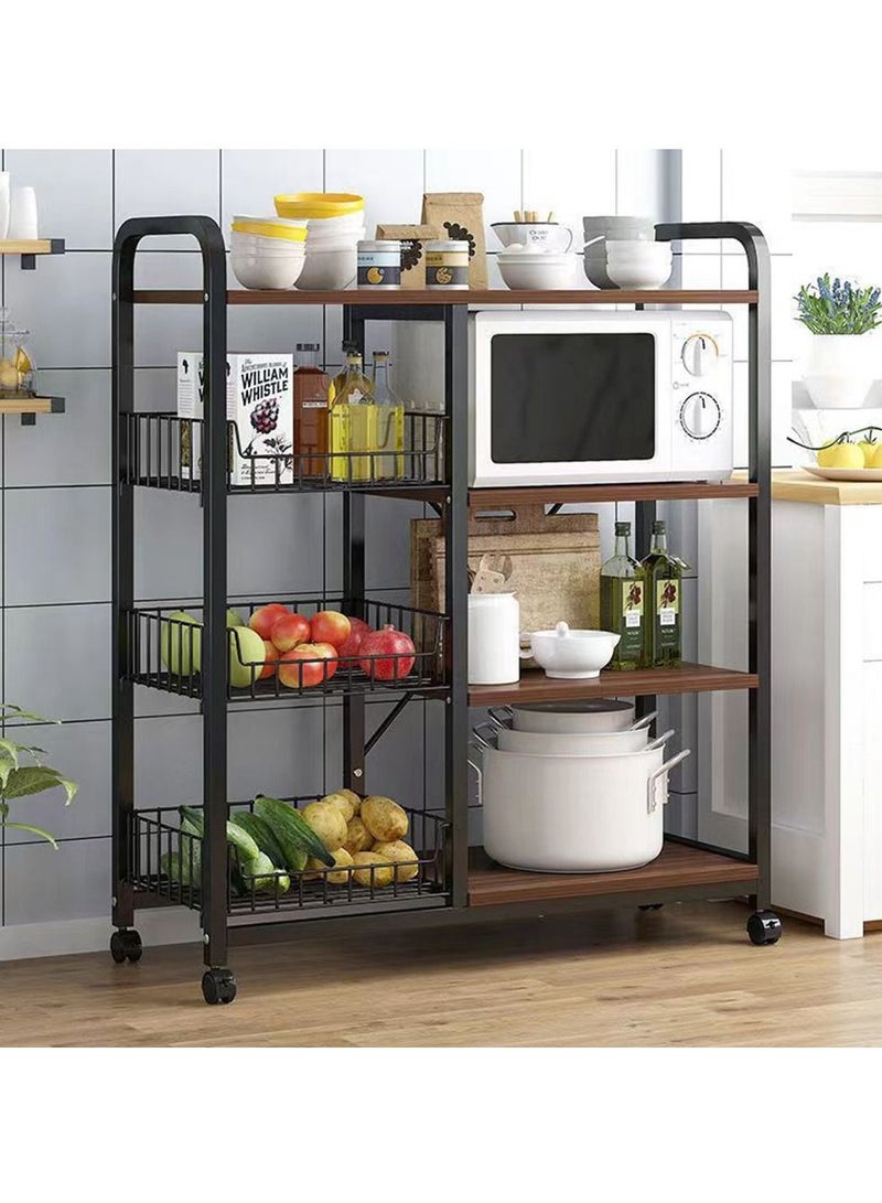 HomarKet 4-Tier 3 Basket Kitchen Storage Shelf Microwave Oven Stand Rack Spice Organizer with Wheels Baker Storage Rack for Home Hotel Living Room Bathroom Office Fruit Vegetables 103x90x30cm - Image 1