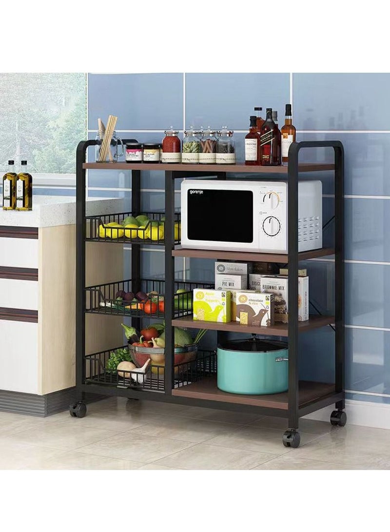 HomarKet 4-Tier 3 Basket Kitchen Storage Shelf Microwave Oven Stand Rack Spice Organizer with Wheels Baker Storage Rack for Home Hotel Living Room Bathroom Office Fruit Vegetables 103x90x30cm - Image 2