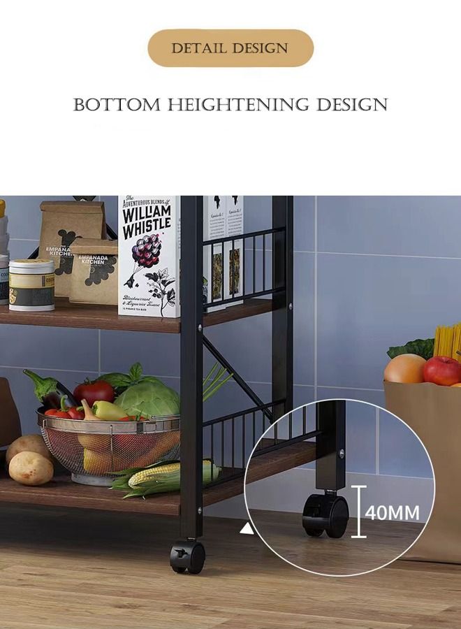 HomarKet 4-Tier 3 Basket Kitchen Storage Shelf Microwave Oven Stand Rack Spice Organizer with Wheels Baker Storage Rack for Home Hotel Living Room Bathroom Office Fruit Vegetables 103x90x30cm - Image 5