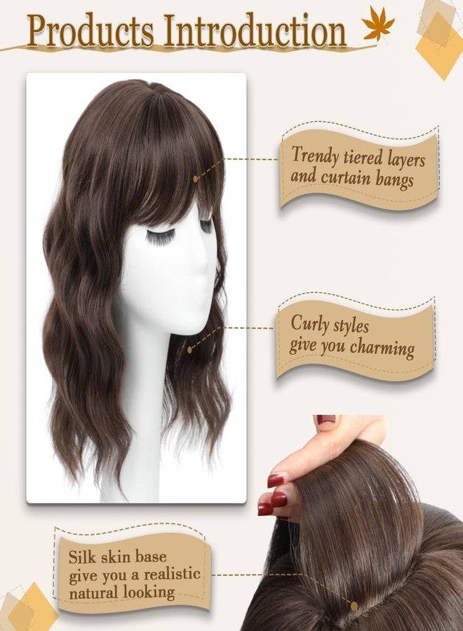 gulagula Wavy Hair Topper 14 inch Hair Toppers for Women with Thinning hair 6.5''X6.5'' Toppers Haipieces for Women Synthetic - Image 3