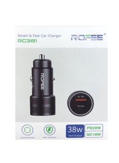 ROFEE smart and fast car charger  PD 38w dual usb c ports fast charging for all mobiles ,ipads and tabs