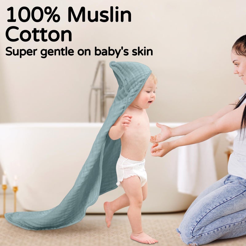 YOOFOSS منشفة أطفال مع غطاء من يووفوس للمواليد 2 حزمة 100% قطن موسلين - Image 2