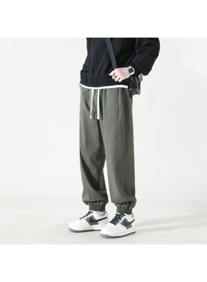 Dingfengbaoluo Men's Cotton Pants Spring And Summer Style Plus Size Loose Workwear Casual Pants Wh5610 Army Green XL - Image 4