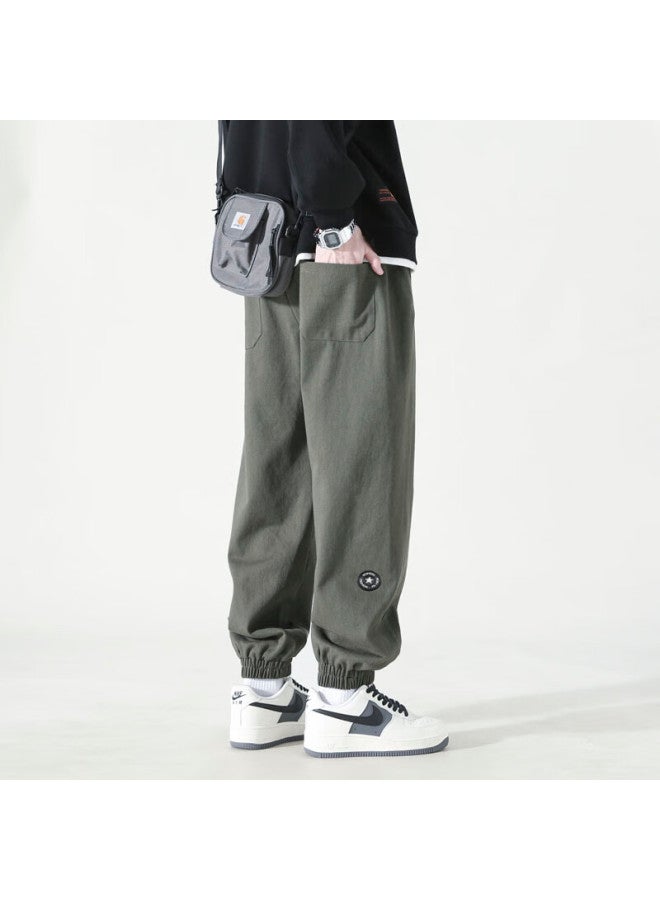Dingfengbaoluo Men's Cotton Pants Spring And Summer Style Plus Size Loose Workwear Casual Pants Wh5610 Army Green XL - Image 1