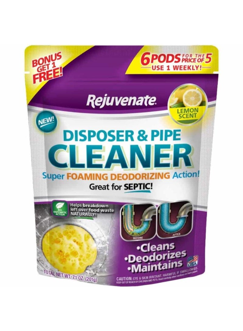 Rejuvenate Garbage Disposal And Drain Pipe Cleaner Pods 6Pcs Lemon