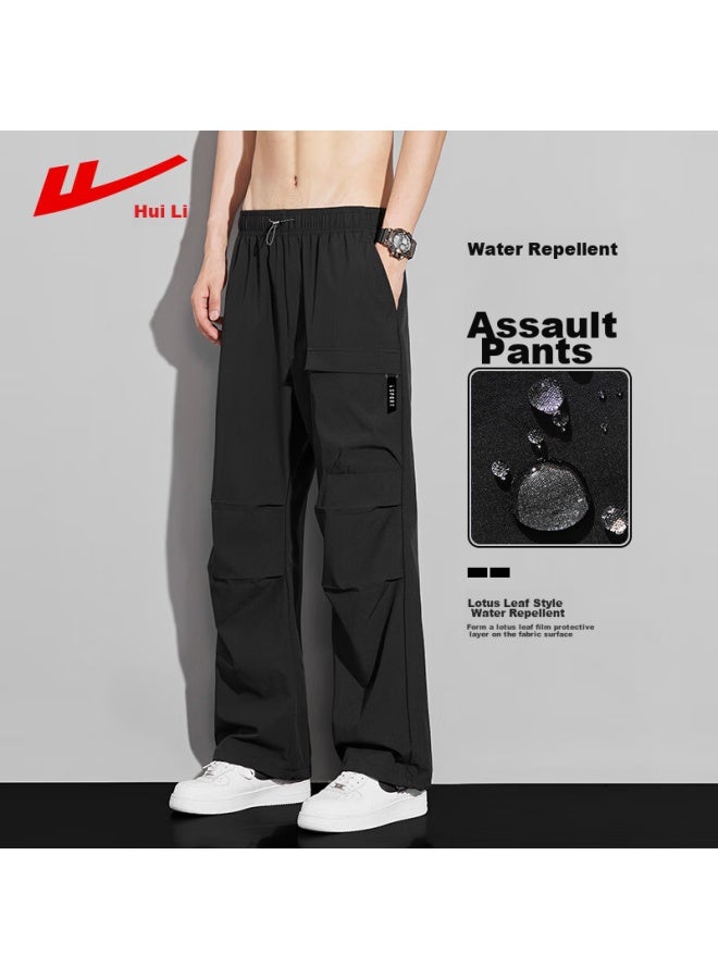 Pull Back Warrior Casual Pants For Men, Spring And Summer Outdoor Waterproof Hiking Trousers, American Paratrooper Pants, Cargo Pants, Black, Size L - Image 4